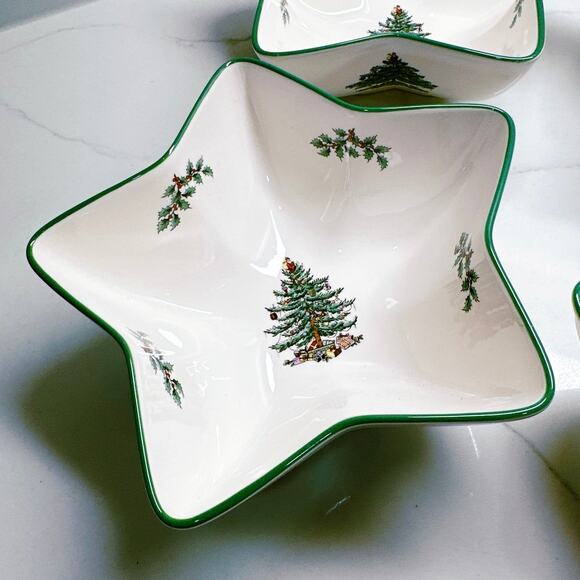 Set 4 Spode Christmas Tree Star Dip Bowl England VTG S3324-A4 2 - Picture 2 of 8